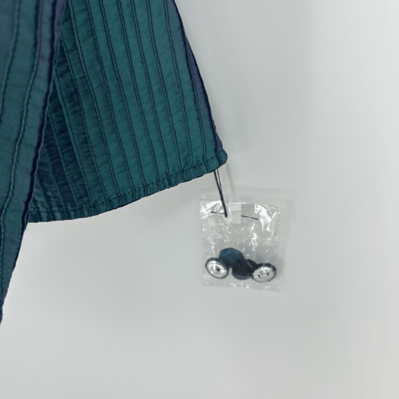 Vintage 80s Women’s Pleats Reversible Jacket Iridescent Green Black Asian Style - Picture 4 of 10